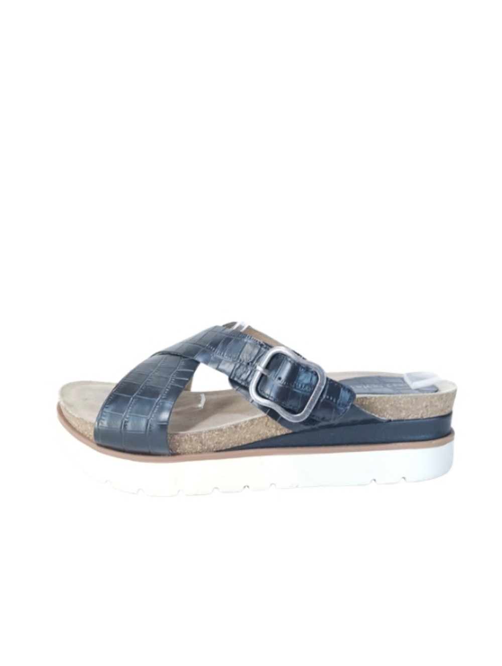Josef Seibel Sandals Women's 40 Black Leather Platform Slide Buckle Casual Shoes